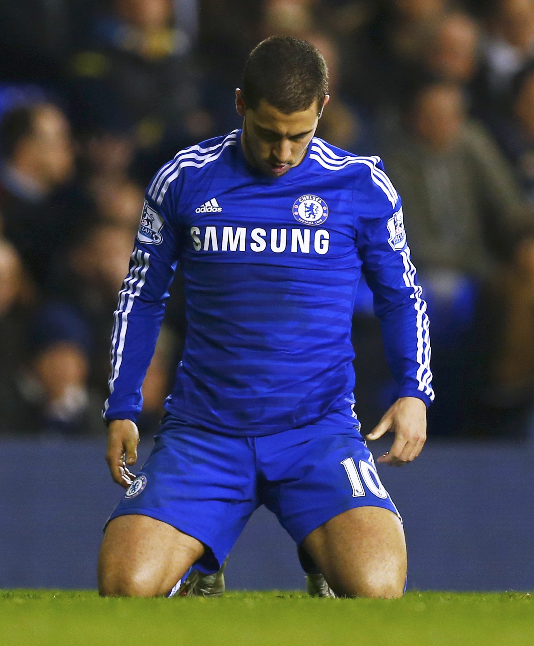 HD wallpaper: eden hazard, chelsea, footballer, blue and white samsung  soccer jersey