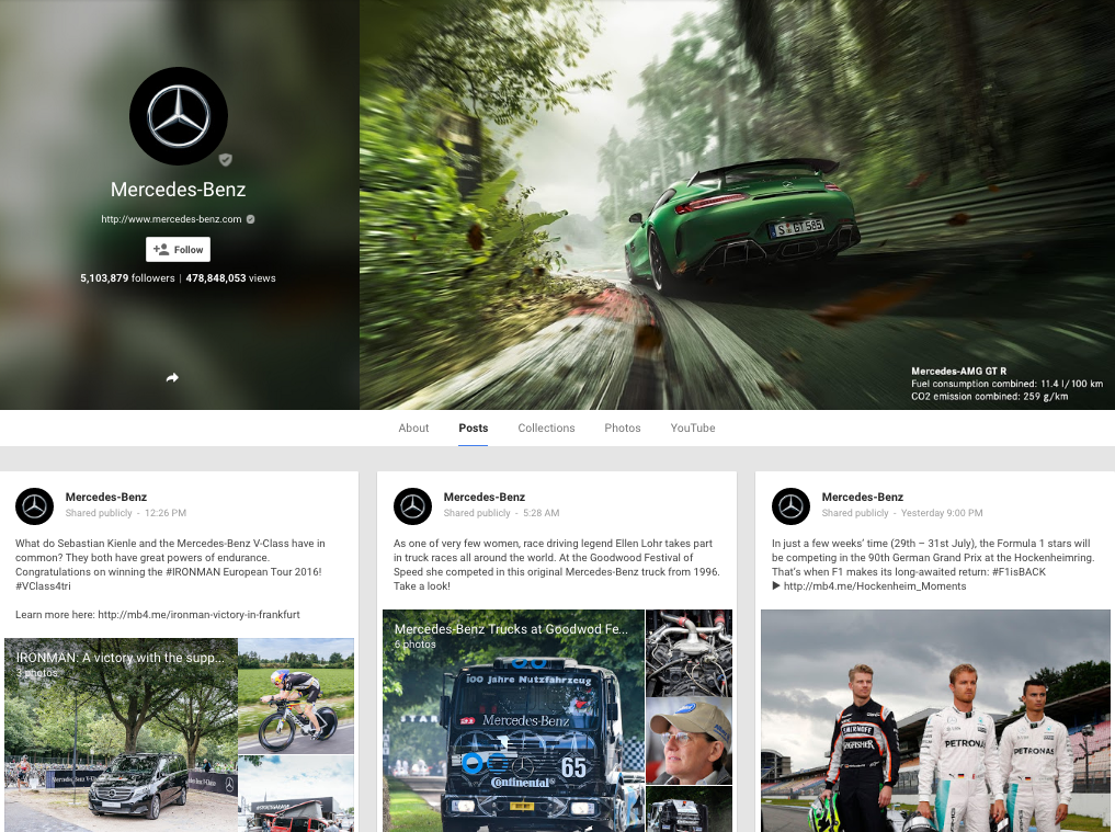 Mercedes Google + Content distribution