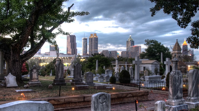 Atlanta Oakland Cemetery Skyline