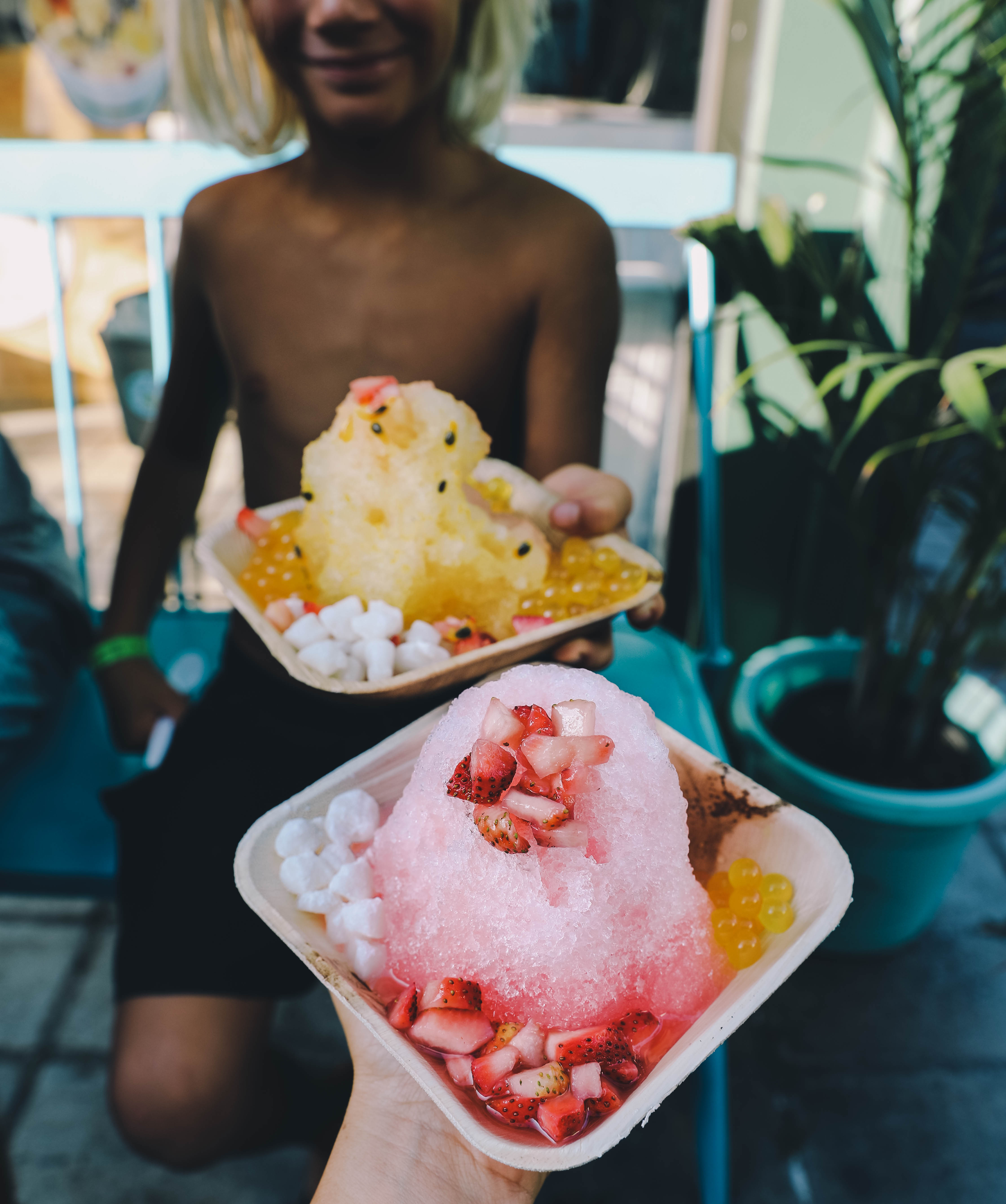 shaved ice with fruit snack